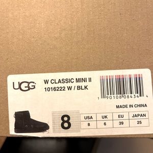 UGG Classic mini black ankle boots.